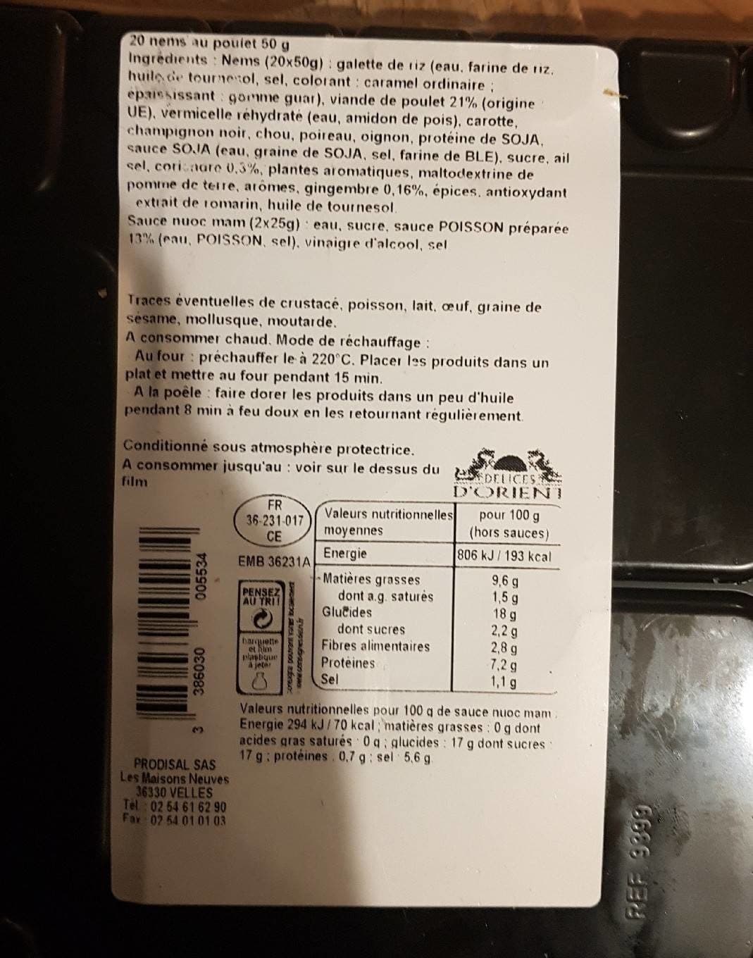 Delices d'orient Nems au poulet avec sauces packshot