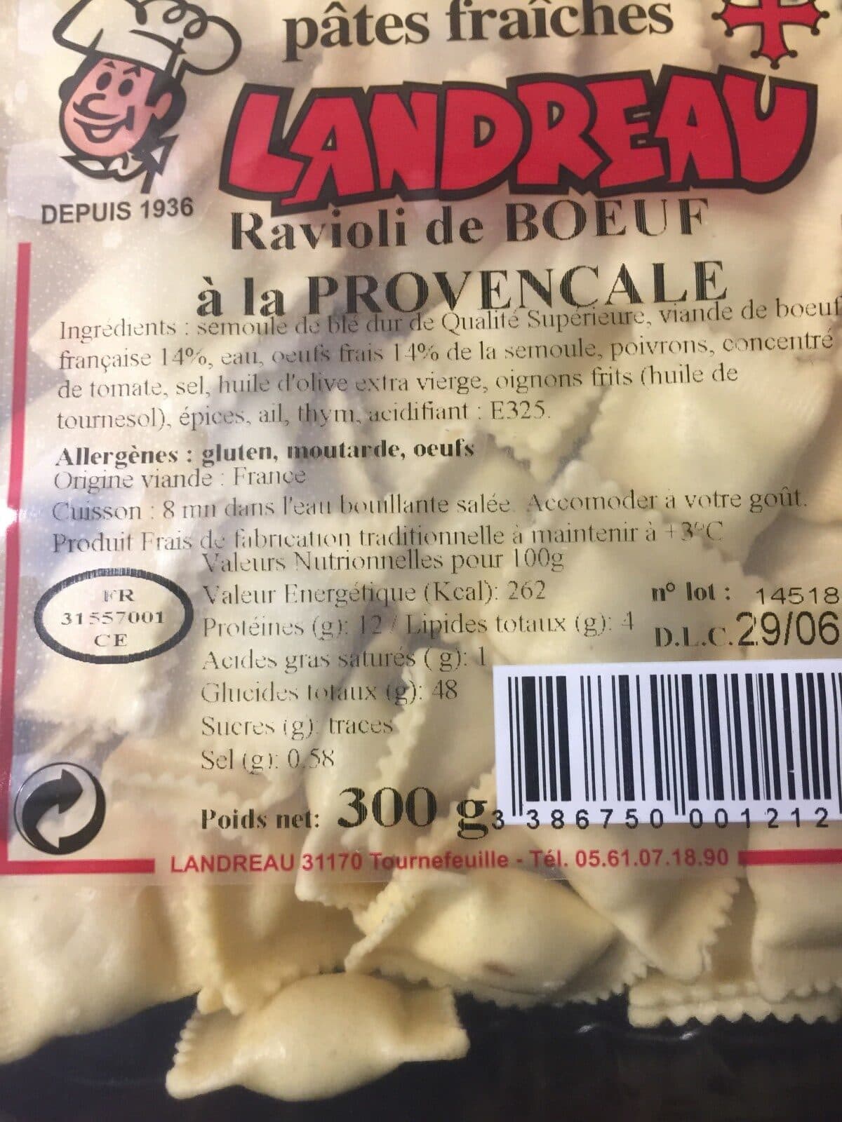 Landreau Ravioli de boeuf packshot