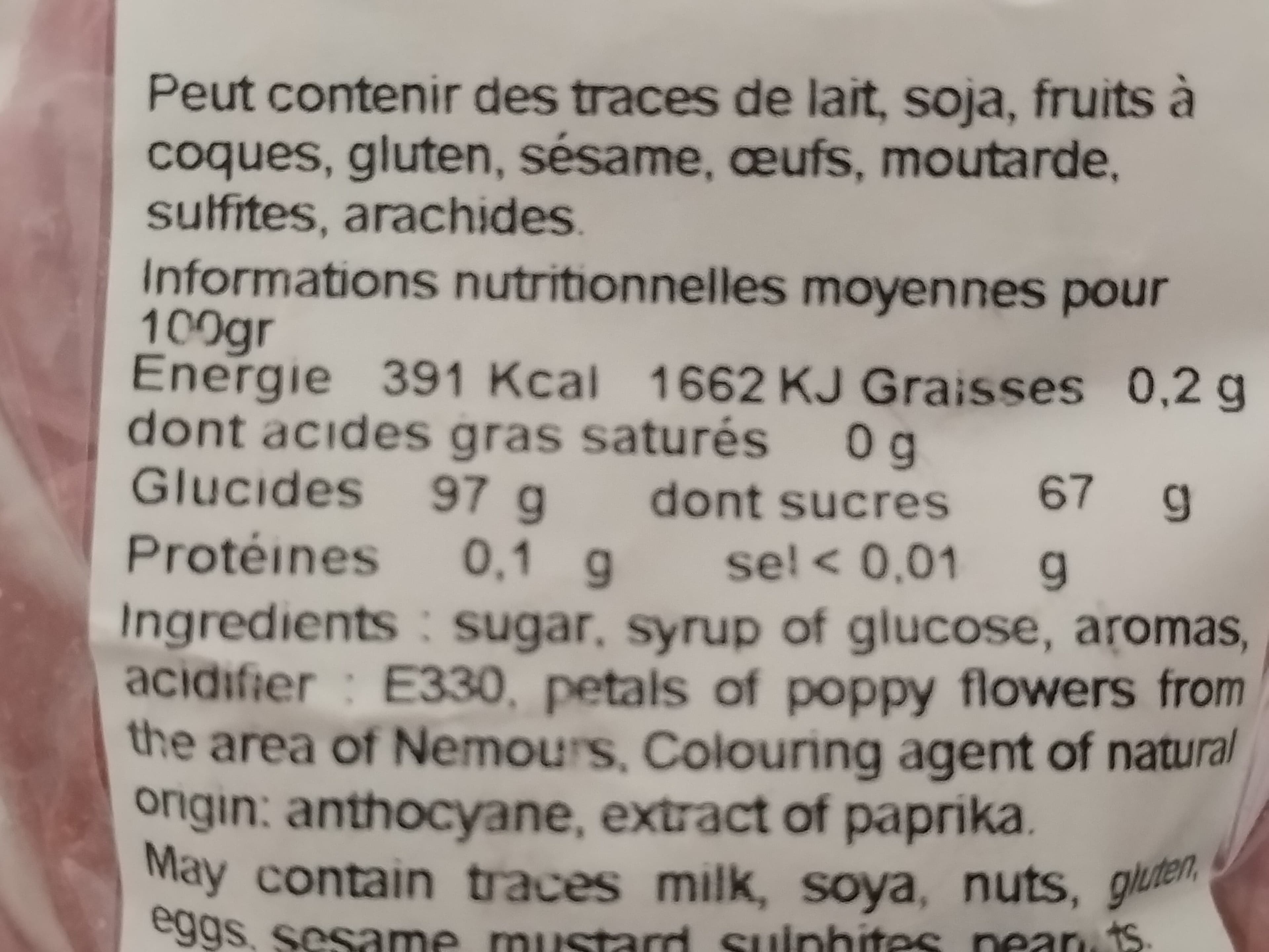 Des Lis Chocolat Véritable bonbon saveur Coquelicot de Nemours packshot