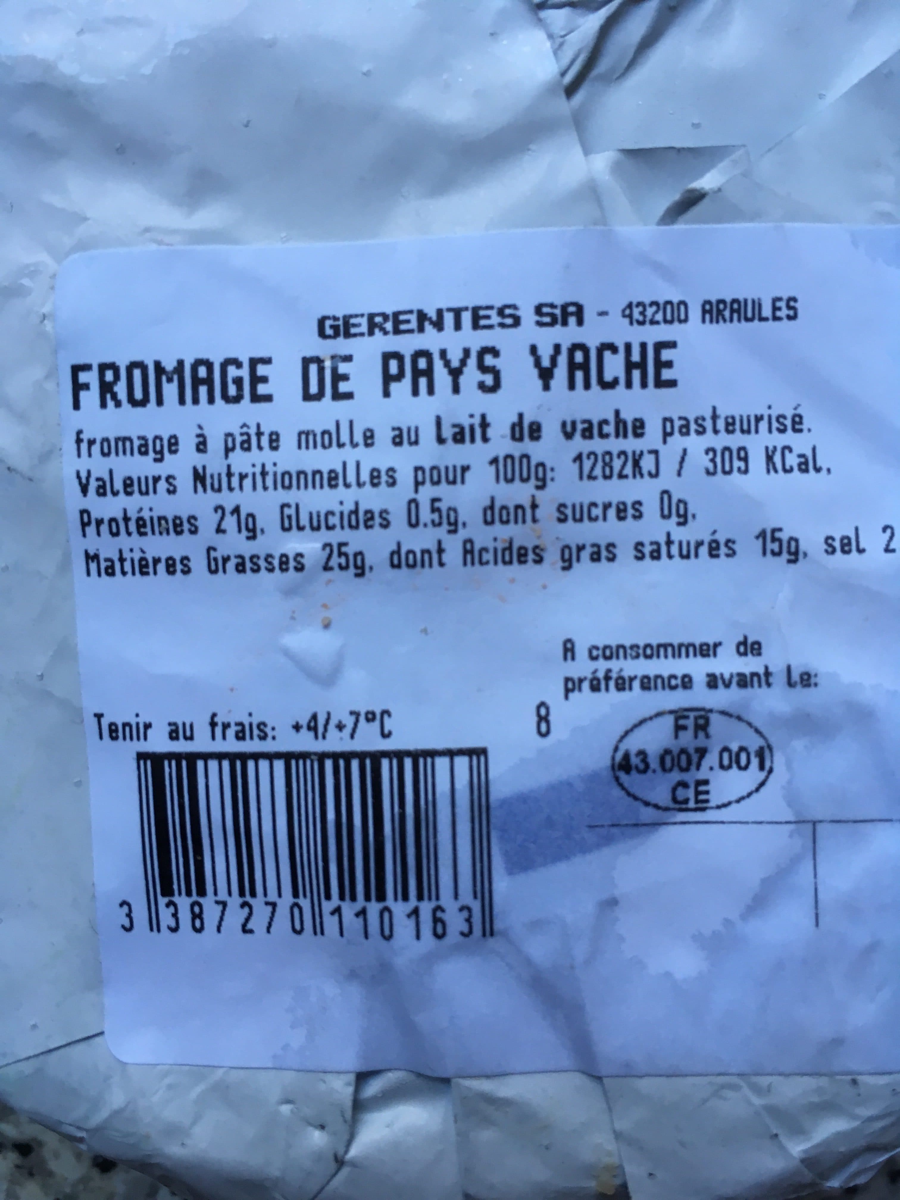 Gerentes Fromage de pays packshot