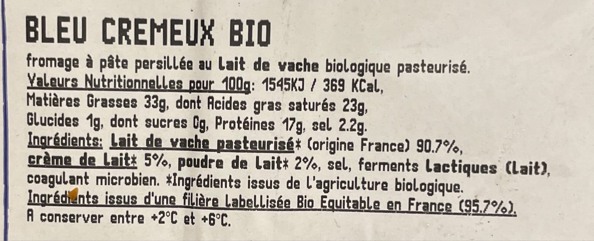 Biocoop Bleu crémeux 30%MG packshot
