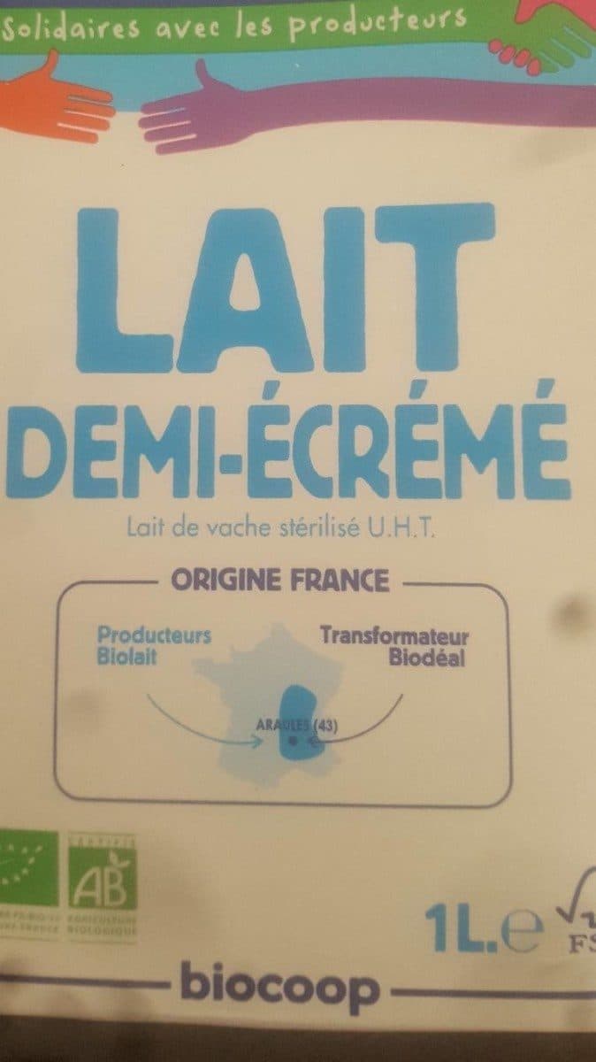 Biocoop Lait demi écrémé packshot
