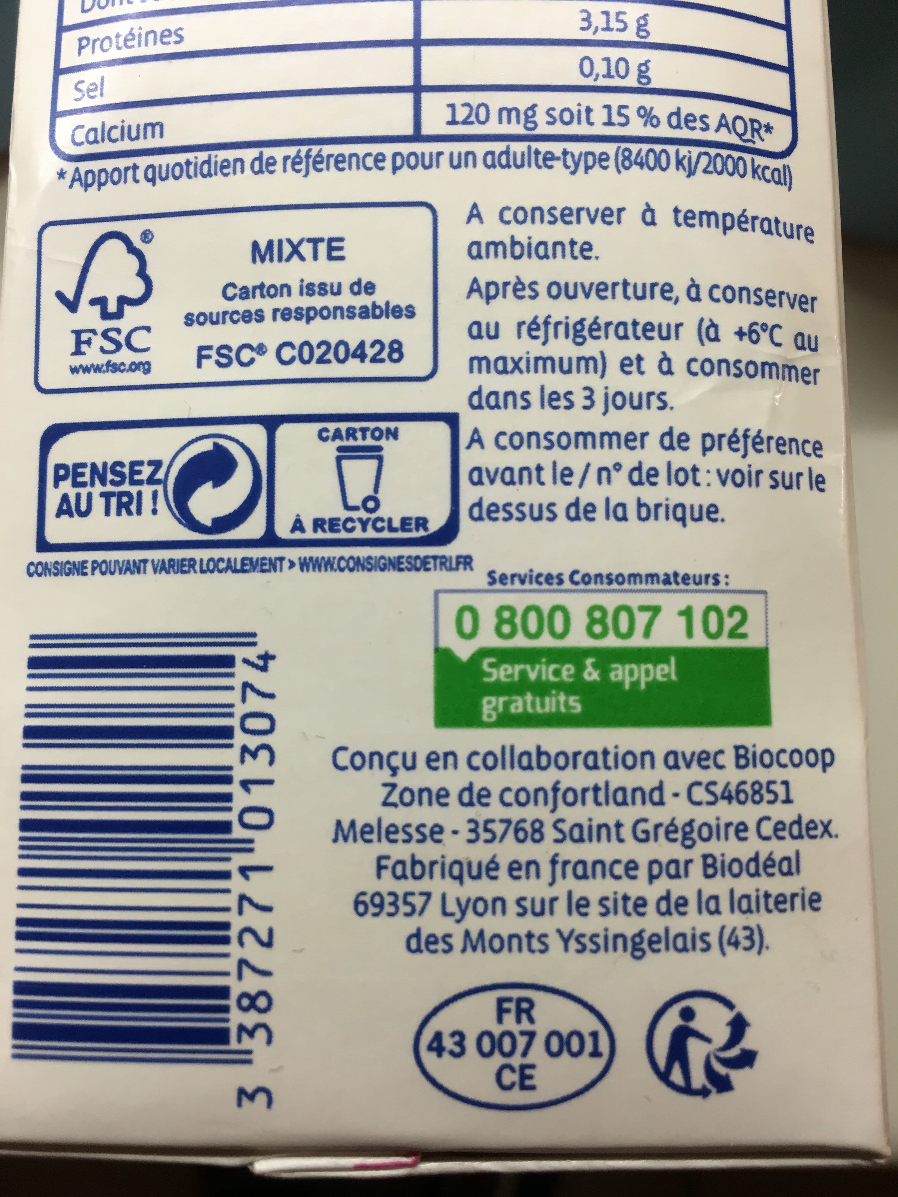 Biocoop Lait entier packshot