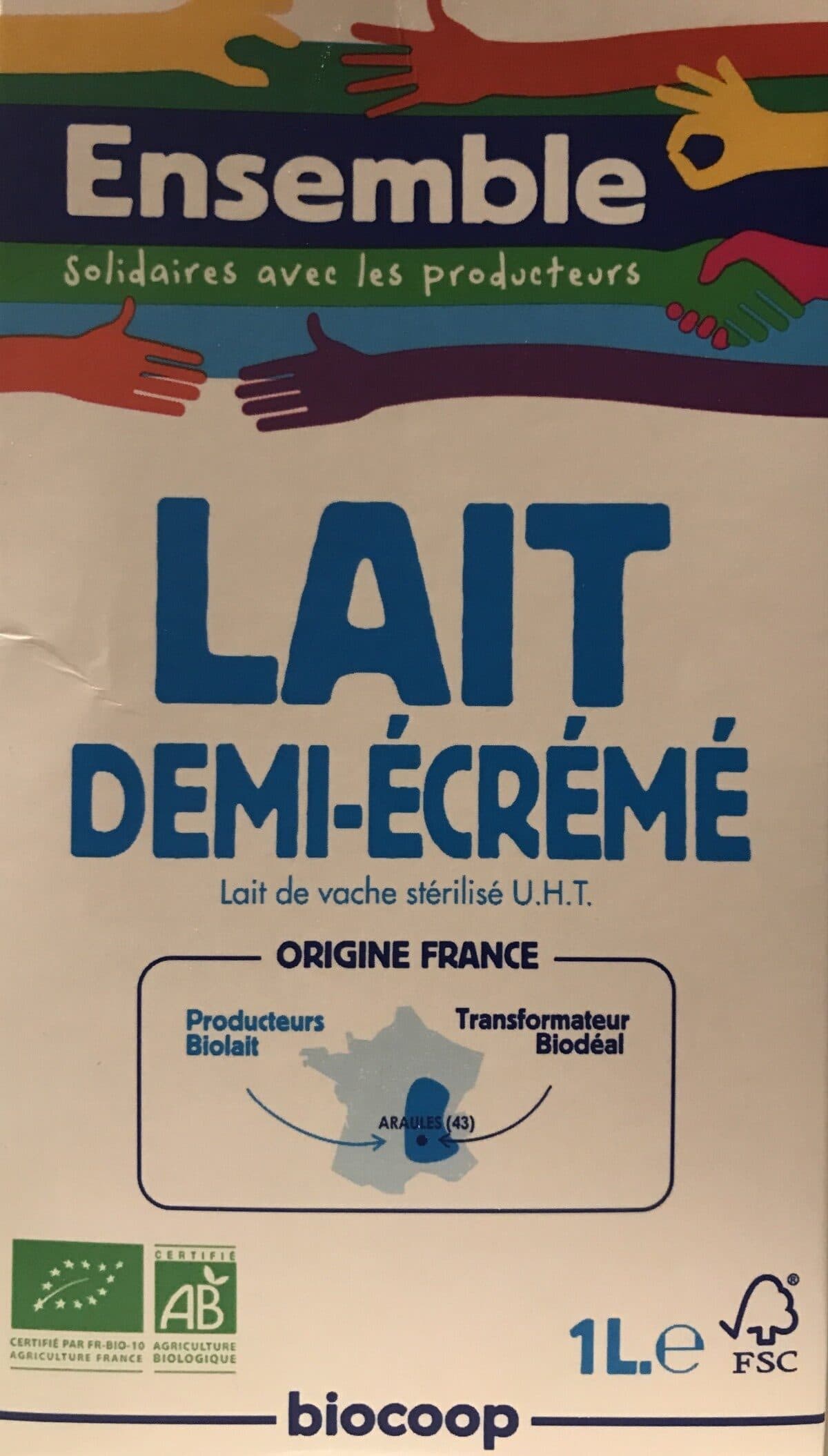 Ensemble pour plus de sens Lait Bio Demi-écrémé - 6x1 Litre packshot