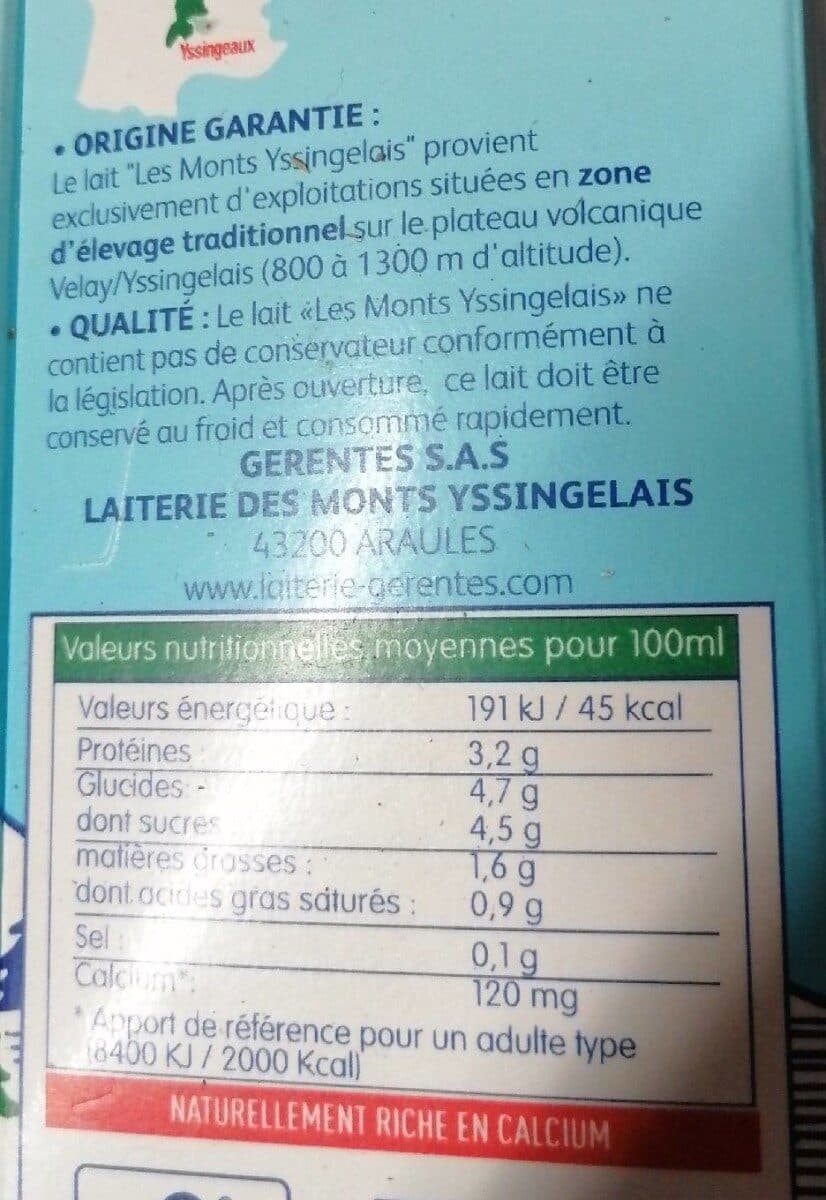 Gerentes Les Monts Yssingelais lait demi ecreme packshot
