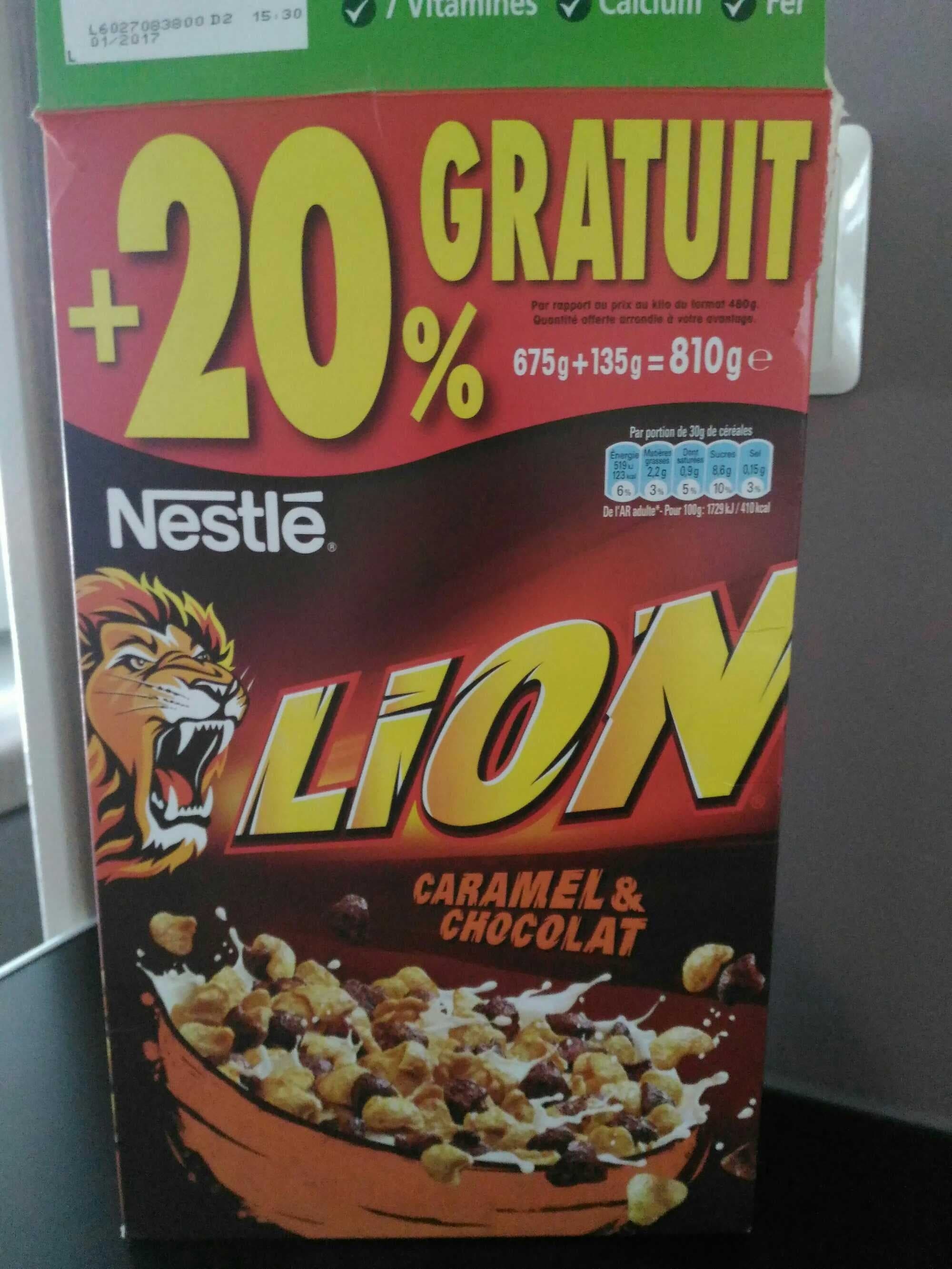 Nestlé Céréales Lion caramel et chocolat packshot