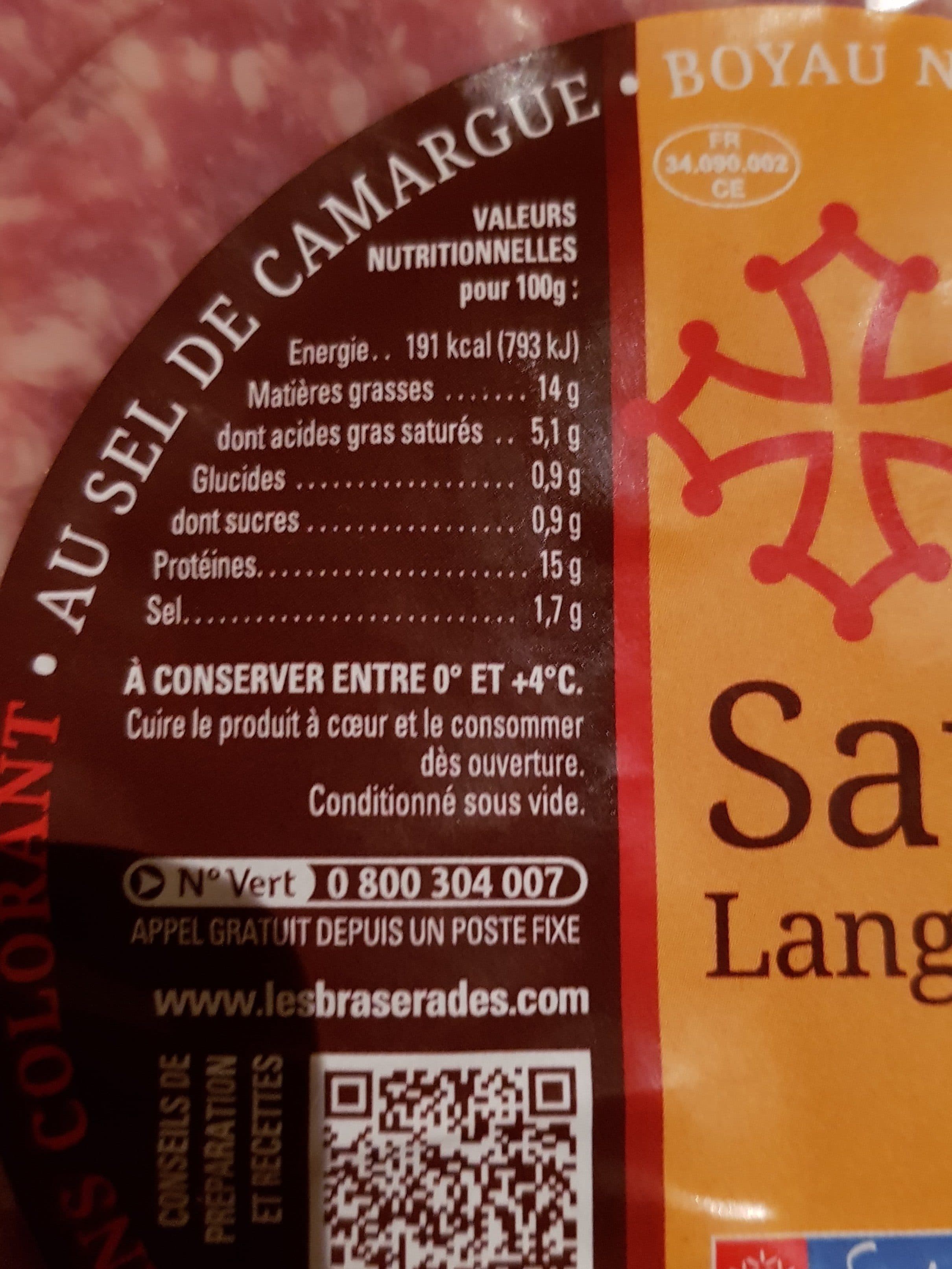 Les Braserades Saucisse languedocienne packshot
