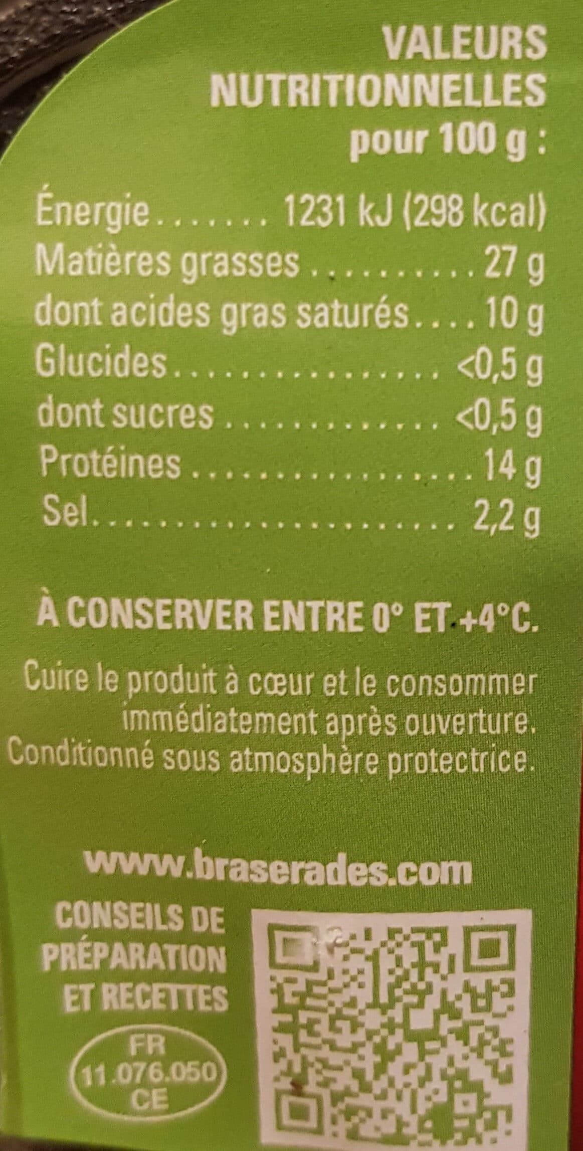 Les Brasérades Saucisse au basilic huile d'olive vierge extra packshot