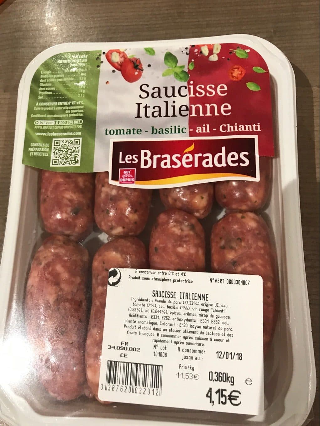 Les Braserades Saucisse italienne Brasérades barquette packshot
