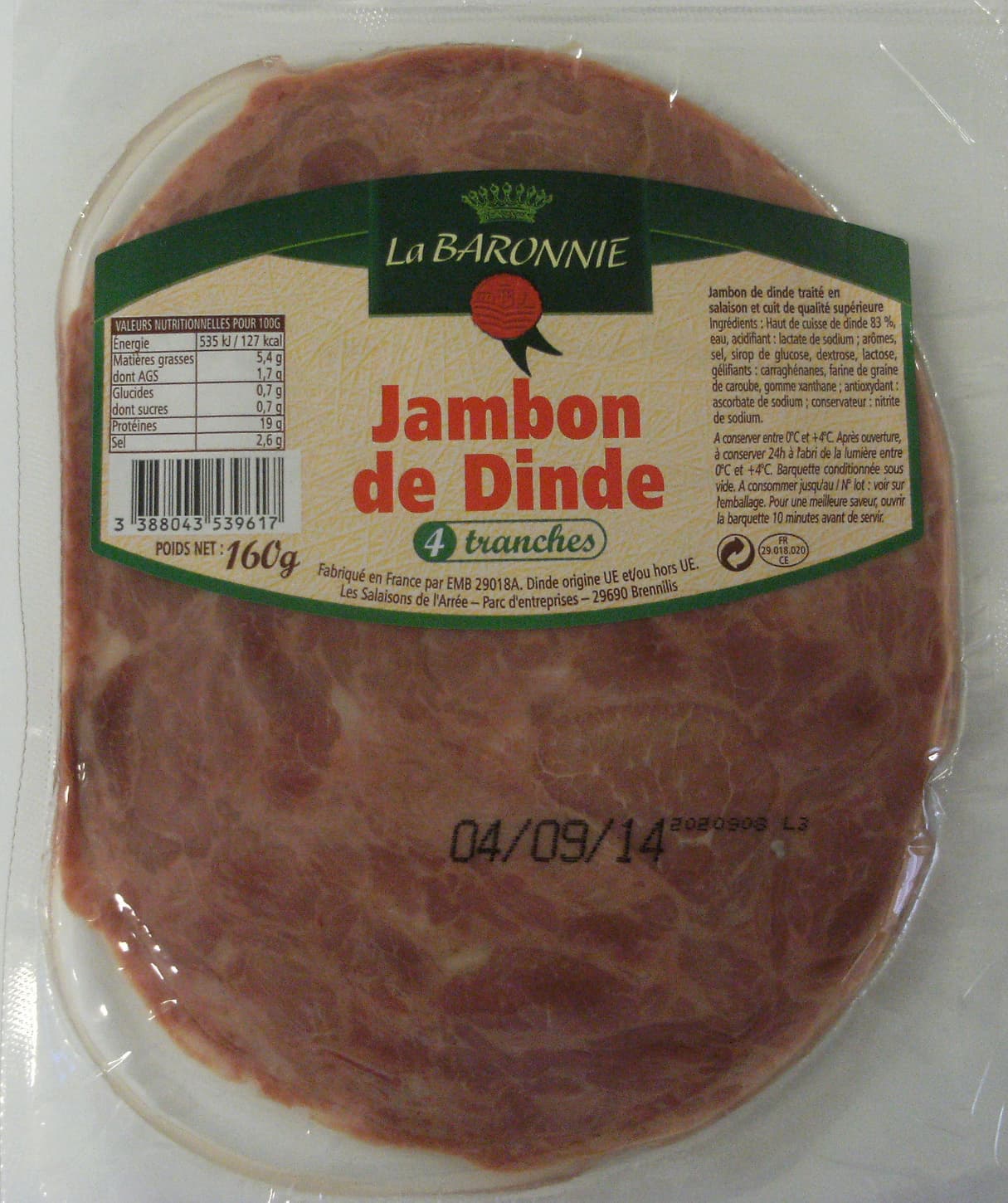 La baronnie Jambon de Dinde packshot