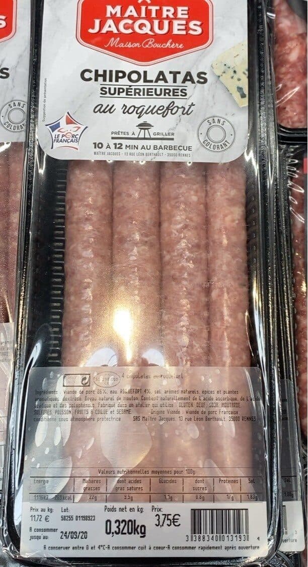 Maitre Jacques Chipolatas au roquefort packshot