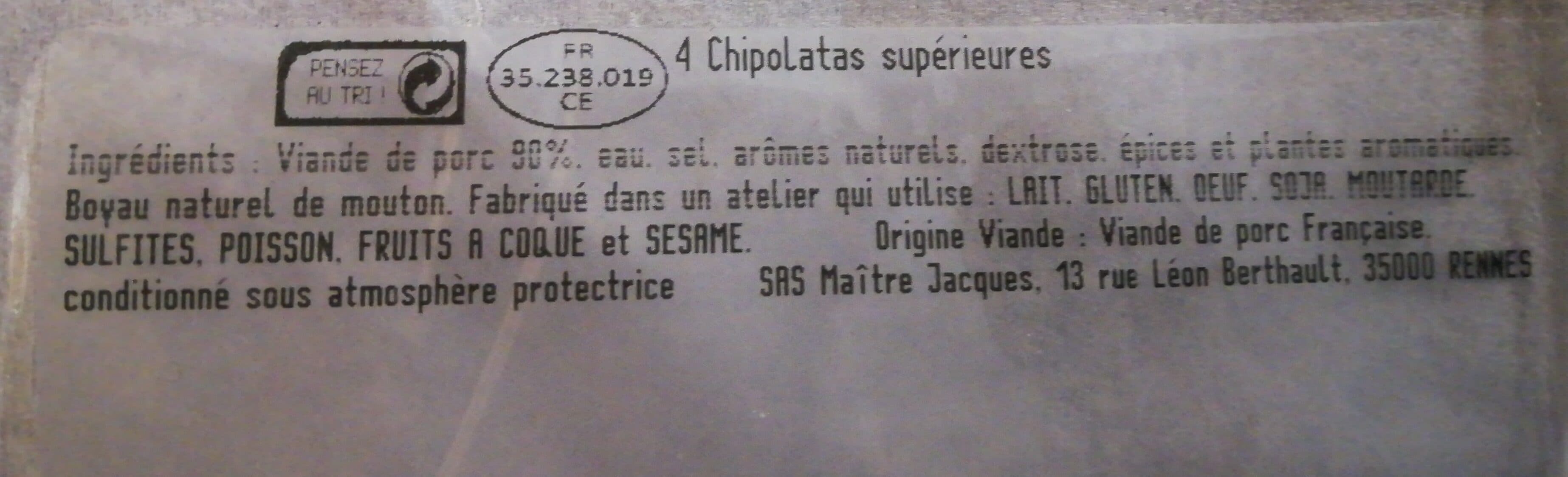 Maître Jacques Maître Jacques chipolatas supérieures sans colorant packshot