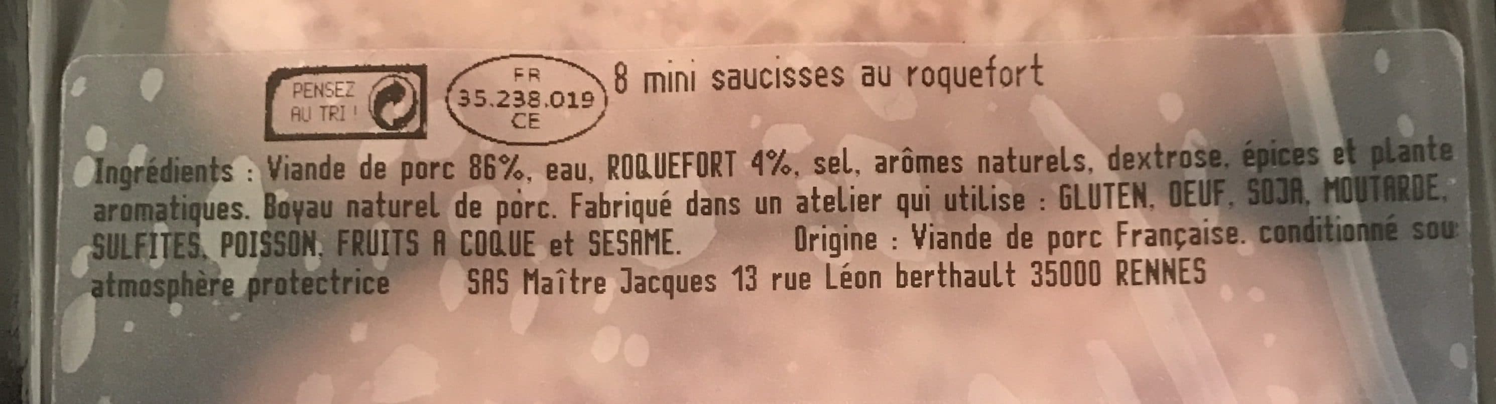 Maitre jacques Saucissettes Roquefort packshot