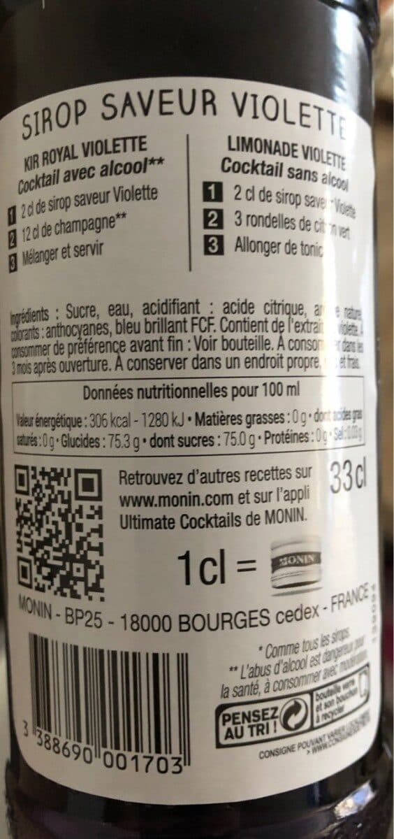 Monin Sirop de violette packshot