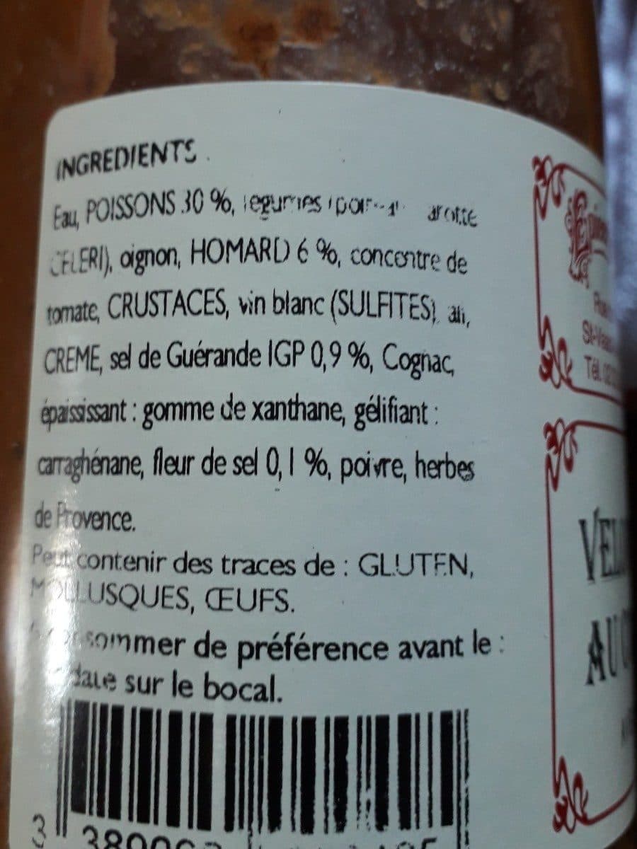 Open Food Facts Velouté de poissons au coulis de homard packshot