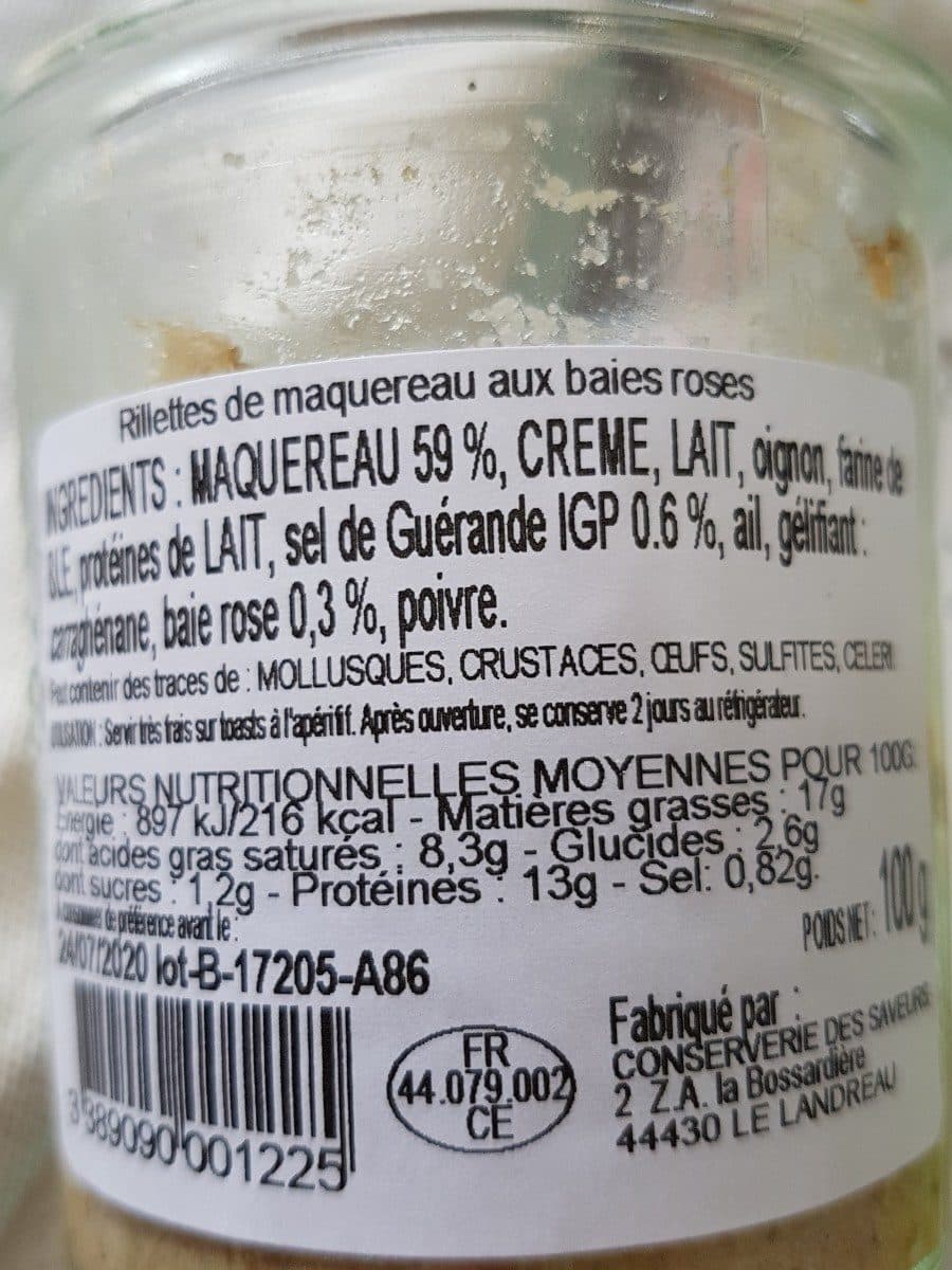 Conserverie des Saveurs Rillettes de maquereau aux baies roses packshot