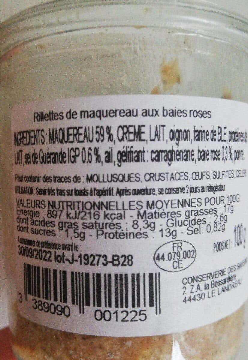 Conserverie des Saveurs Rillettes de maquereau aux baies roses packshot