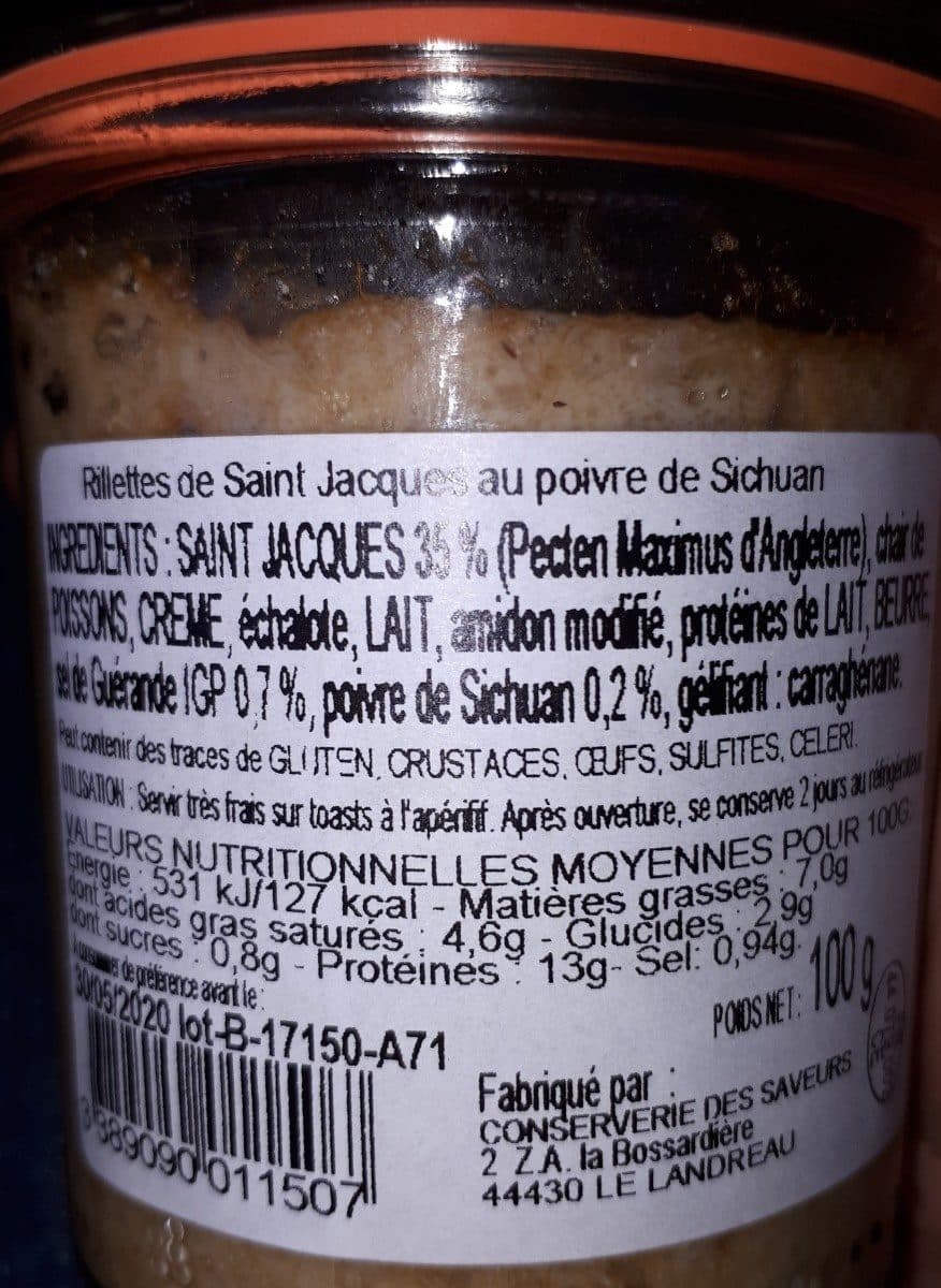 Conserverie des Saveurs Rillettes de Saint Jacques au poivre sichuan packshot