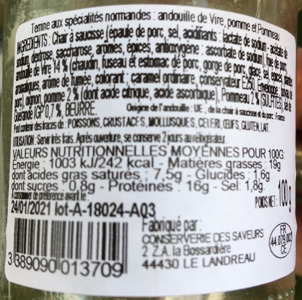 Conserverie des Saveurs Terrine Normande à l'andouille de Vire packshot