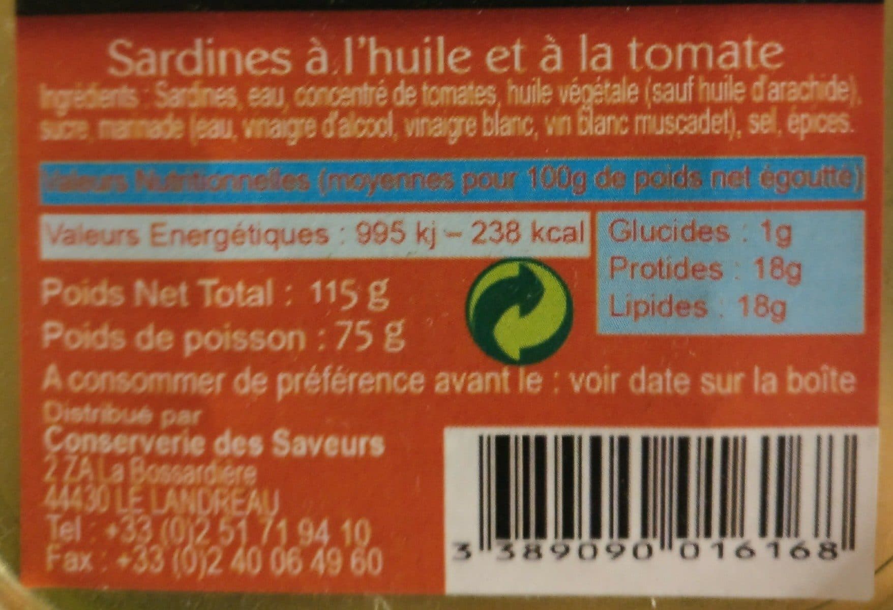 Conserverie des Saveurs Sardines à l'huile et à la tomate packshot