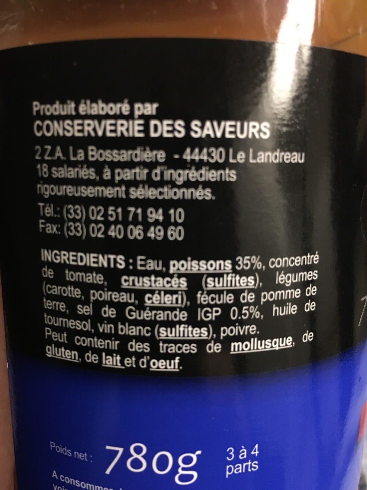 Conserverie des Saveurs Soupe de poisson packshot