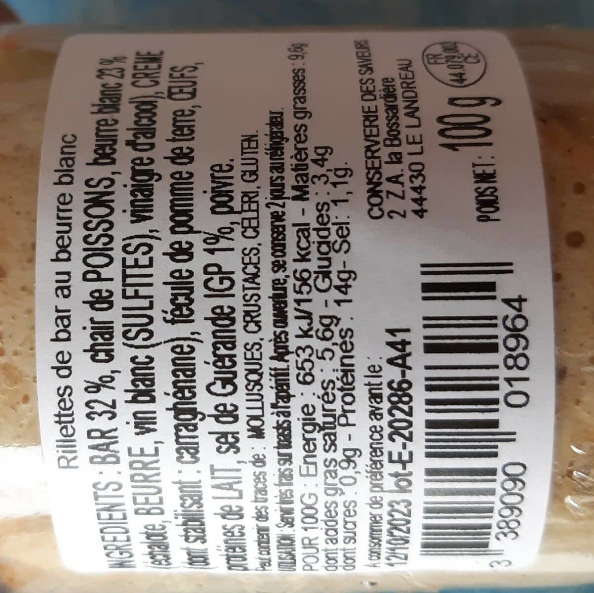 Open Food Facts Rillettes De Bar Au Beurre Blanc packshot