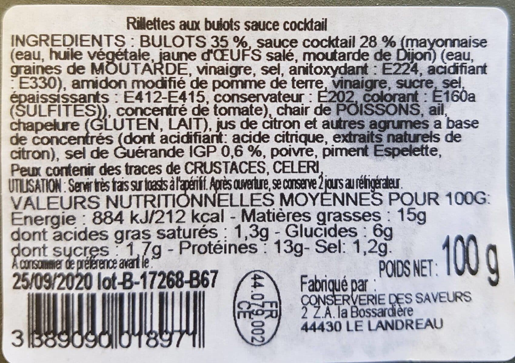 Bretagne Spécialités Rillettes aux bulots sauce cocktail packshot
