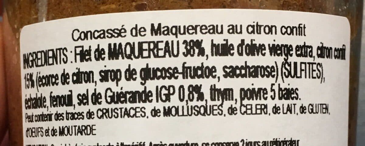 Open Food Facts Concassé de Maquerau au citron confit packshot