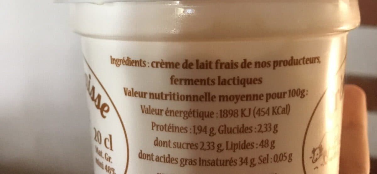 Open Food Facts Crème crue épaisse packshot