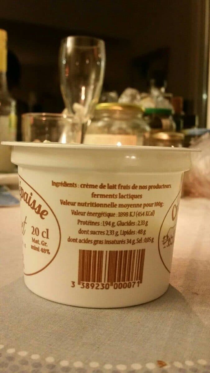 Open Food Facts Crème crue épaisse packshot
