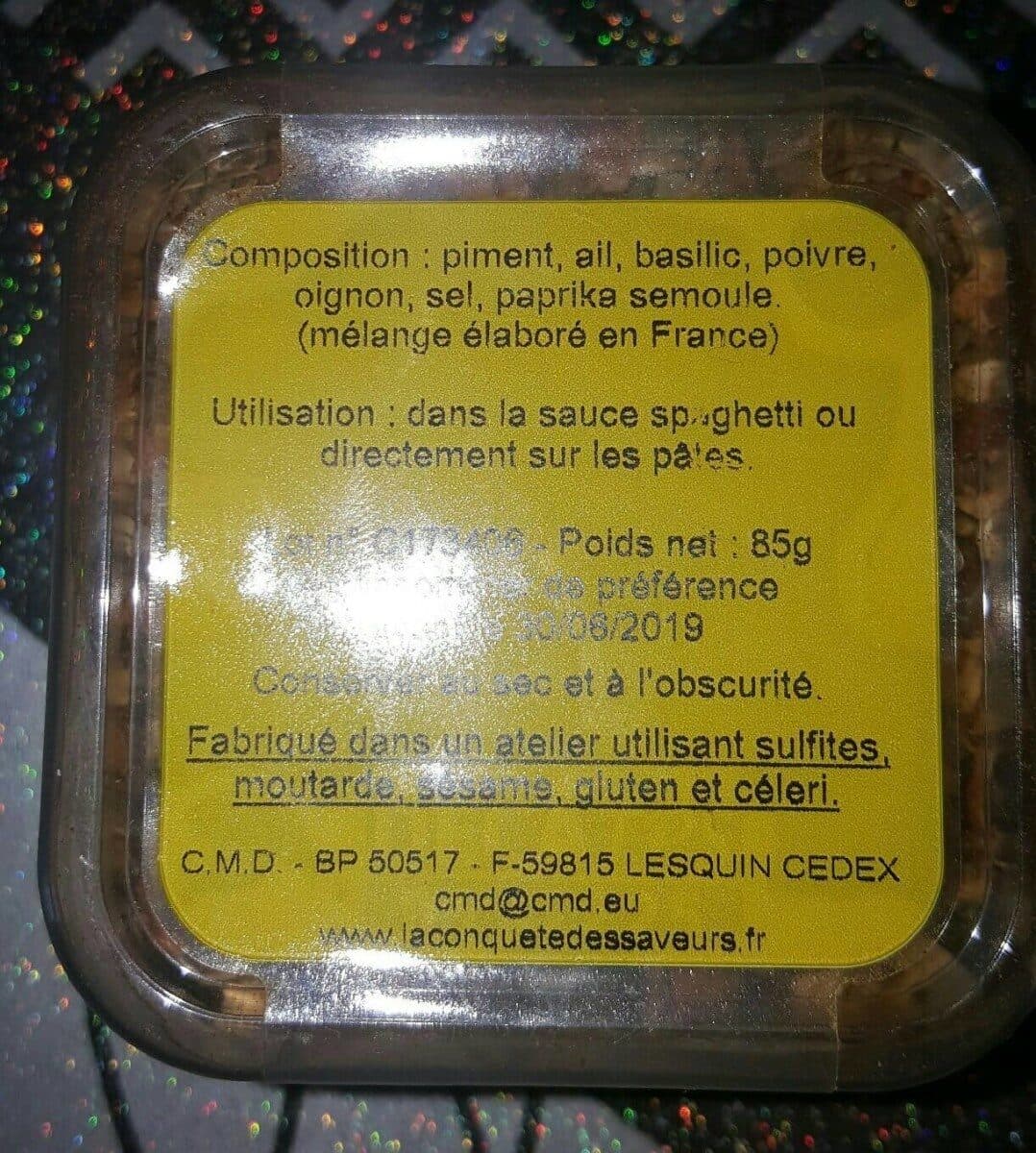 La Conquête Des Saveurs Épices spaghettis packshot