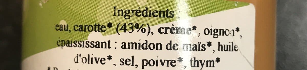 Open Food Facts Velouté de Carottes Bio packshot
