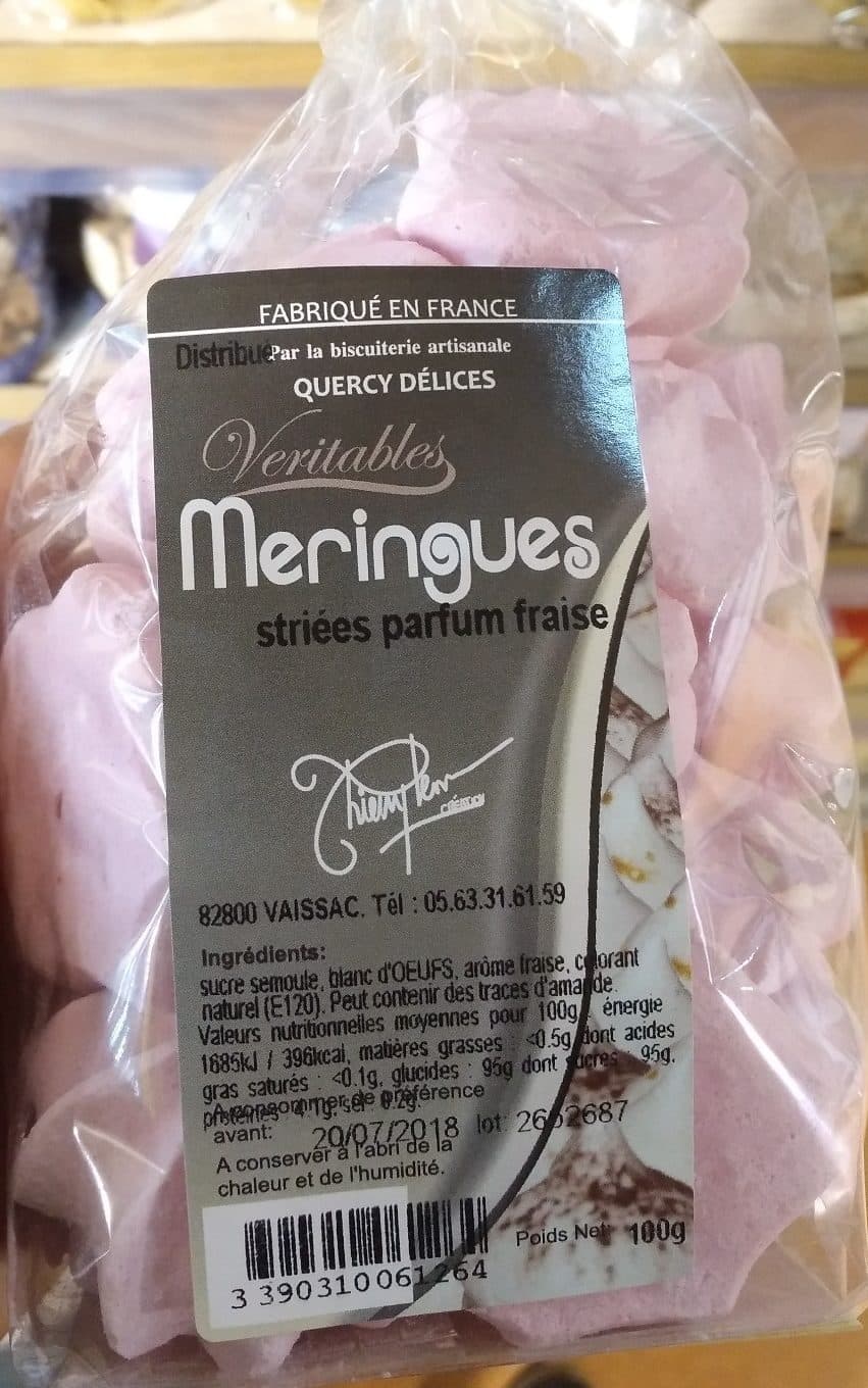 Quercy Délices Véritables Meringues Striées Parfum Fraise packshot