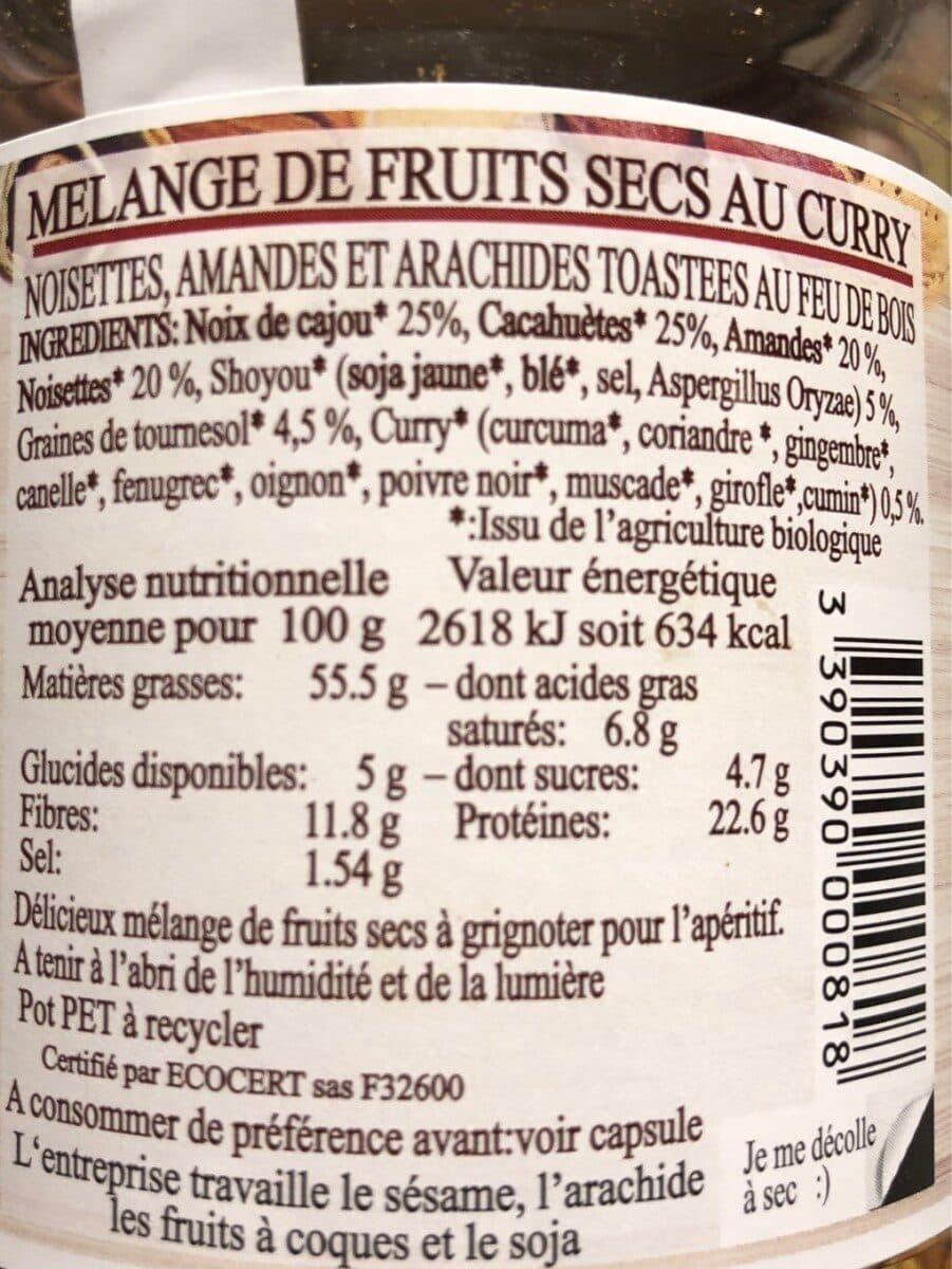 Open Food Facts Melange aperitif au curry packshot