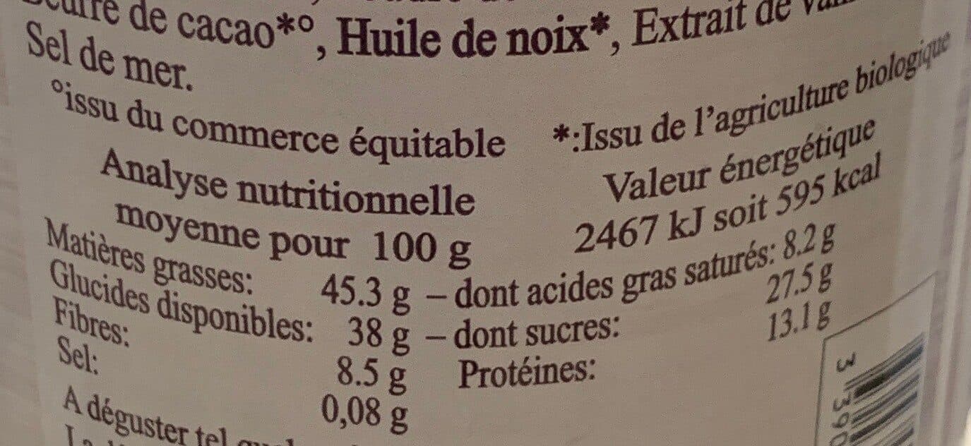 Jean Hervé Pâte à tartiner chocolade sans lait 50% de fruits secs packshot