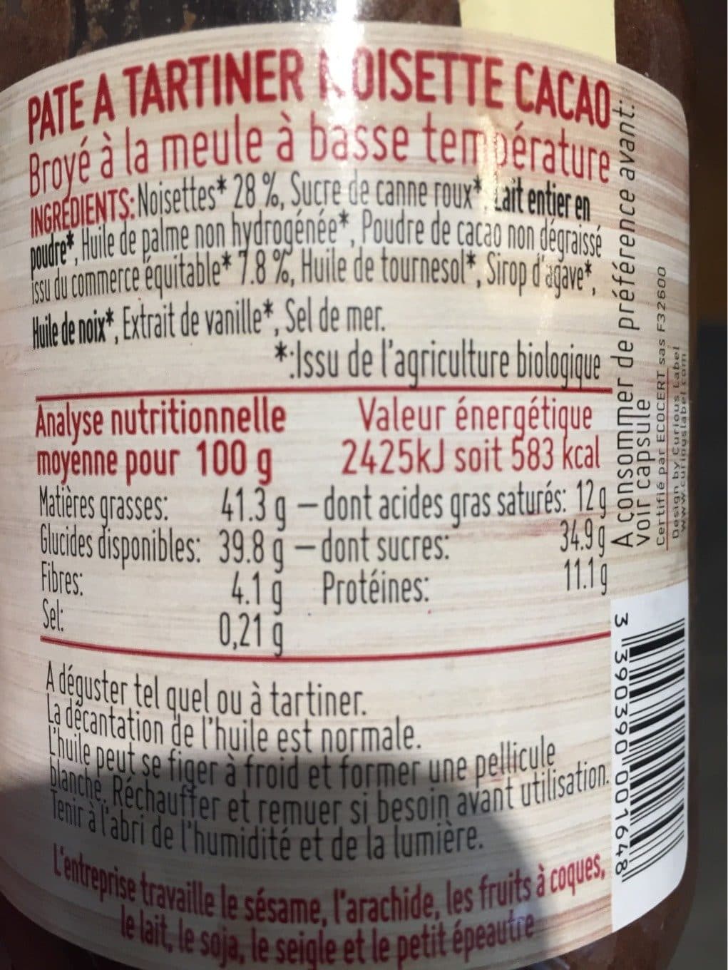 Ti Bio Pâte à tartiner noisette-cacao packshot