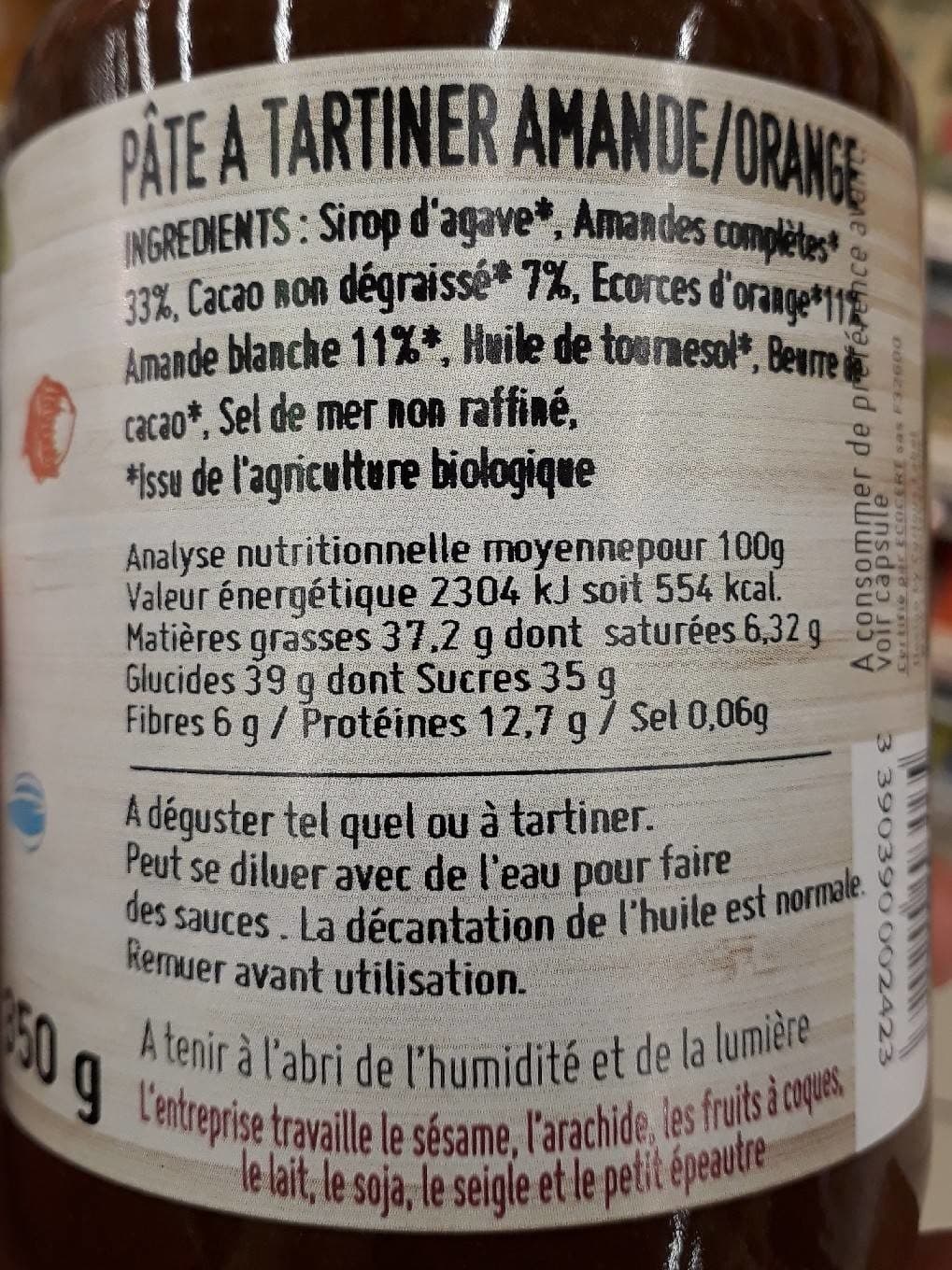 TI! BIO Pâte à tartiner amande-cacao écorces d'orange packshot