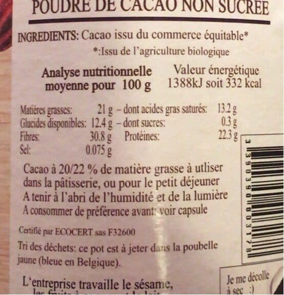 Jean herve Poudre de Cacao non sucrée packshot