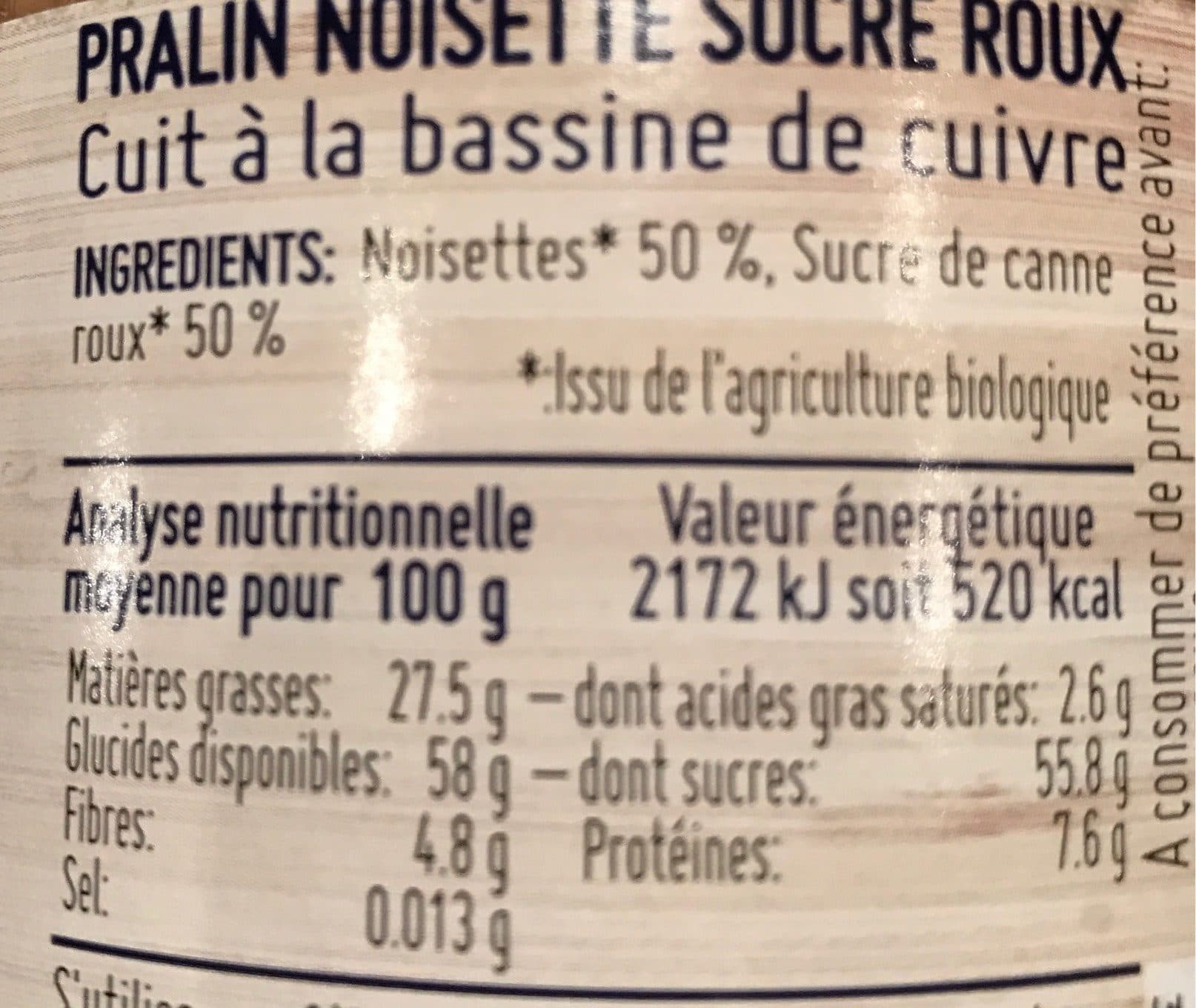 Ti!bio Pralin Bio Noisette Sucre Roux packshot