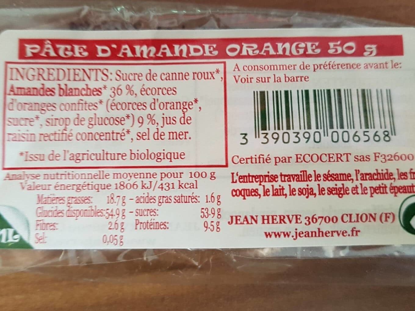 Jean herve Pâte d'amandes orange packshot