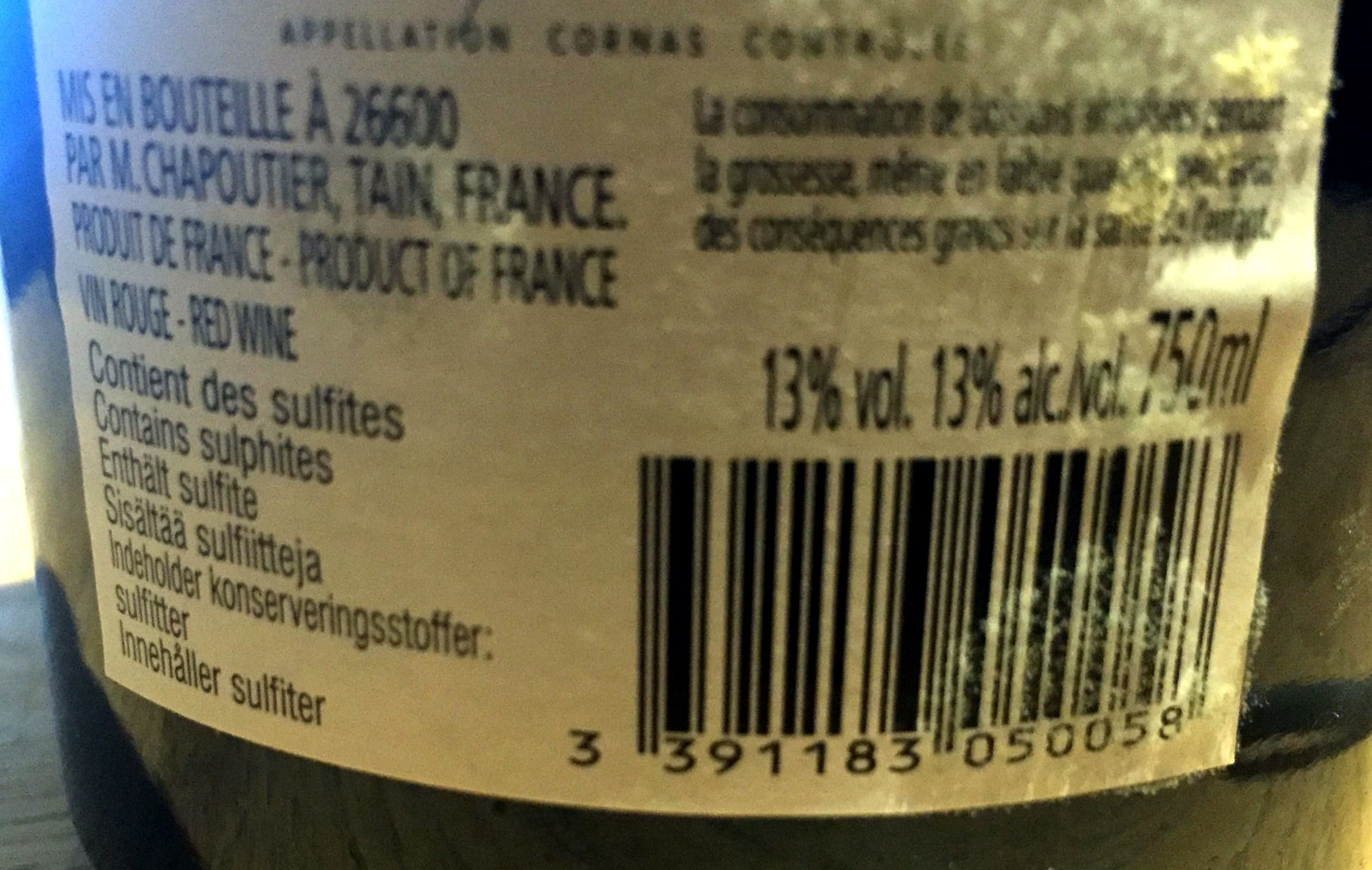 M. Chapoutier Cornas appelation Cornas contrôlée 2012 packshot