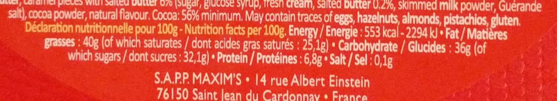 Maxim s de paris Truffes éclats de Caramel packshot