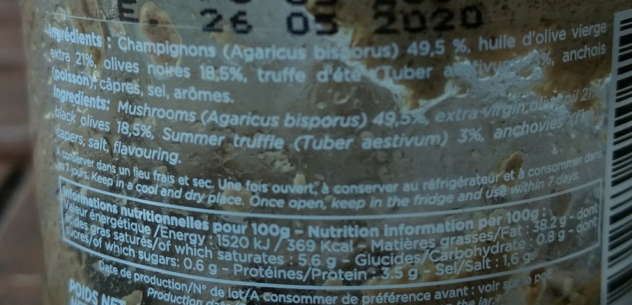 Open Food Facts Délice D'olive à La Truffe D'été packshot