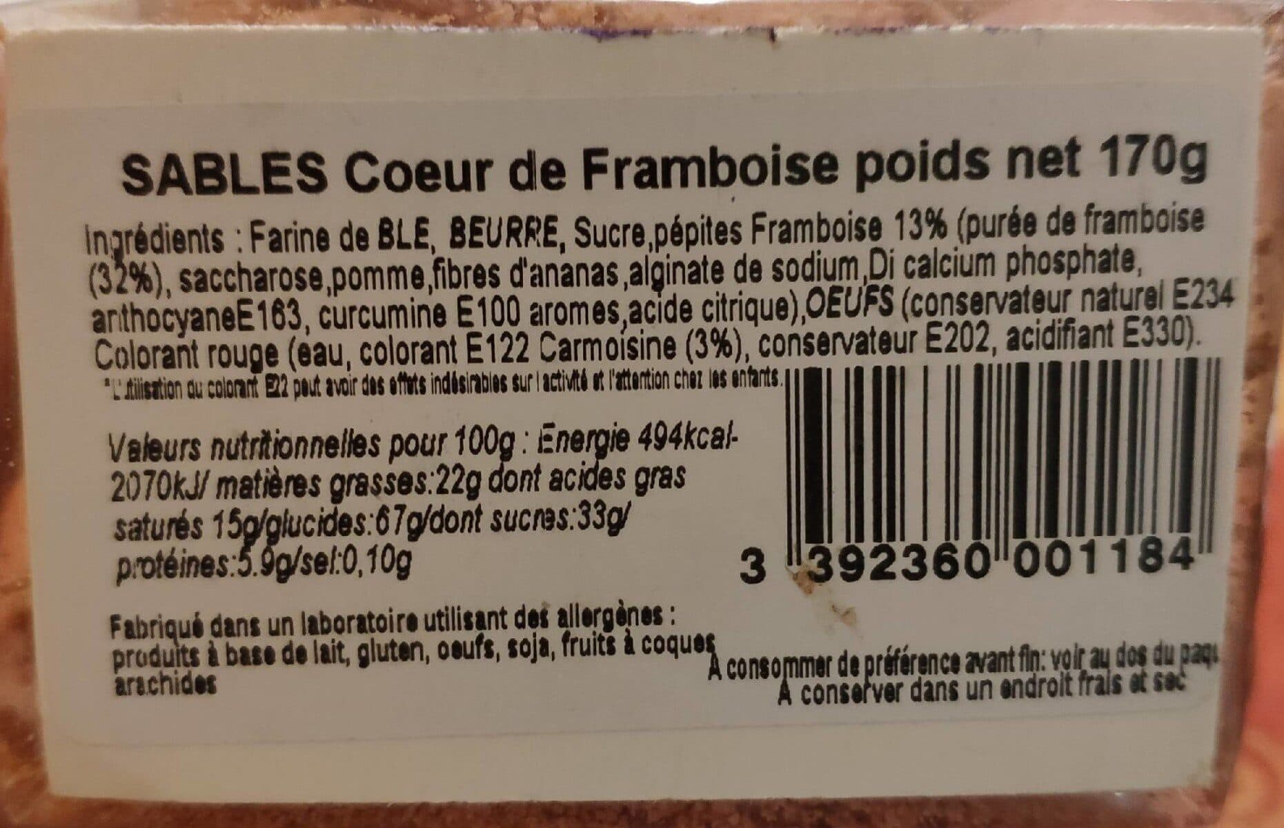 Open Food Facts Sablés coeur de framboise packshot