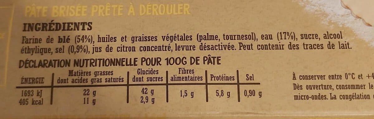 Croustipâte Pâte Brisée Sans Additif packshot