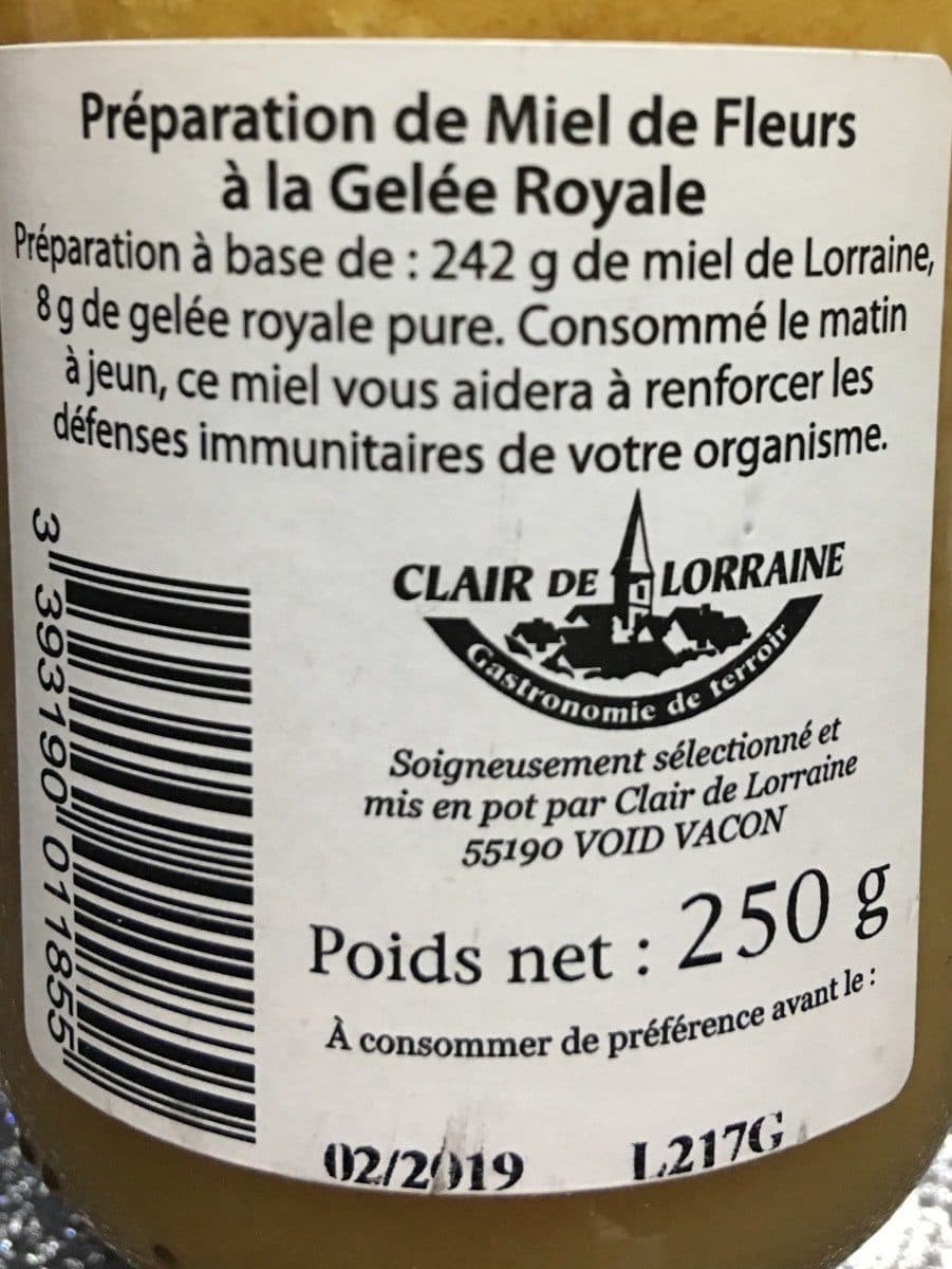 Clair De Lorraine Miel et gelée royale packshot