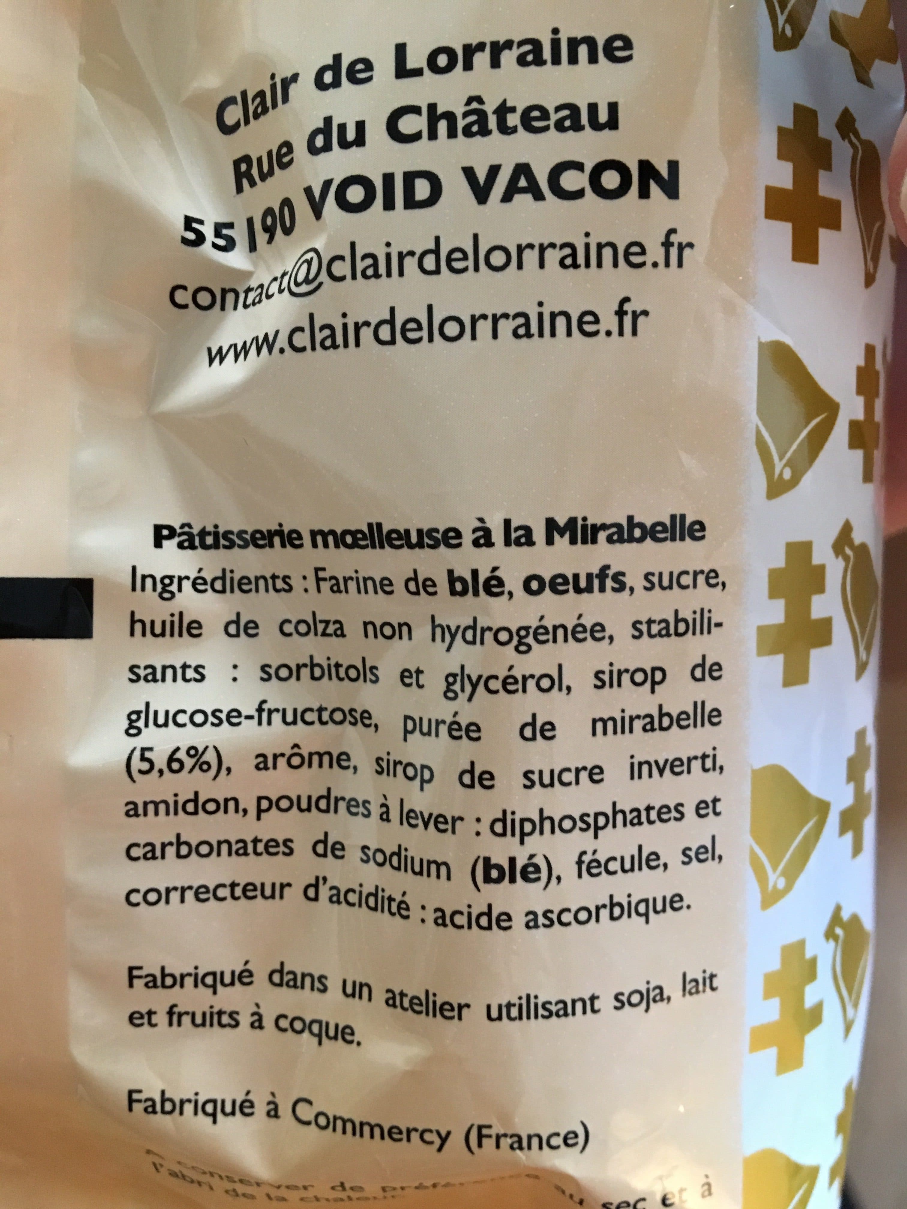 Clair de Lorraine Pâtisseries de Commercy Mirabelles packshot