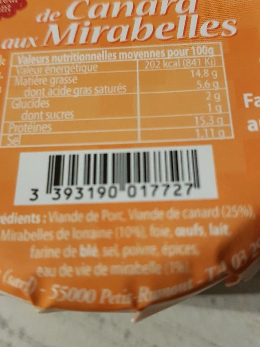 Open Food Facts Terrine de canard mirabelle packshot