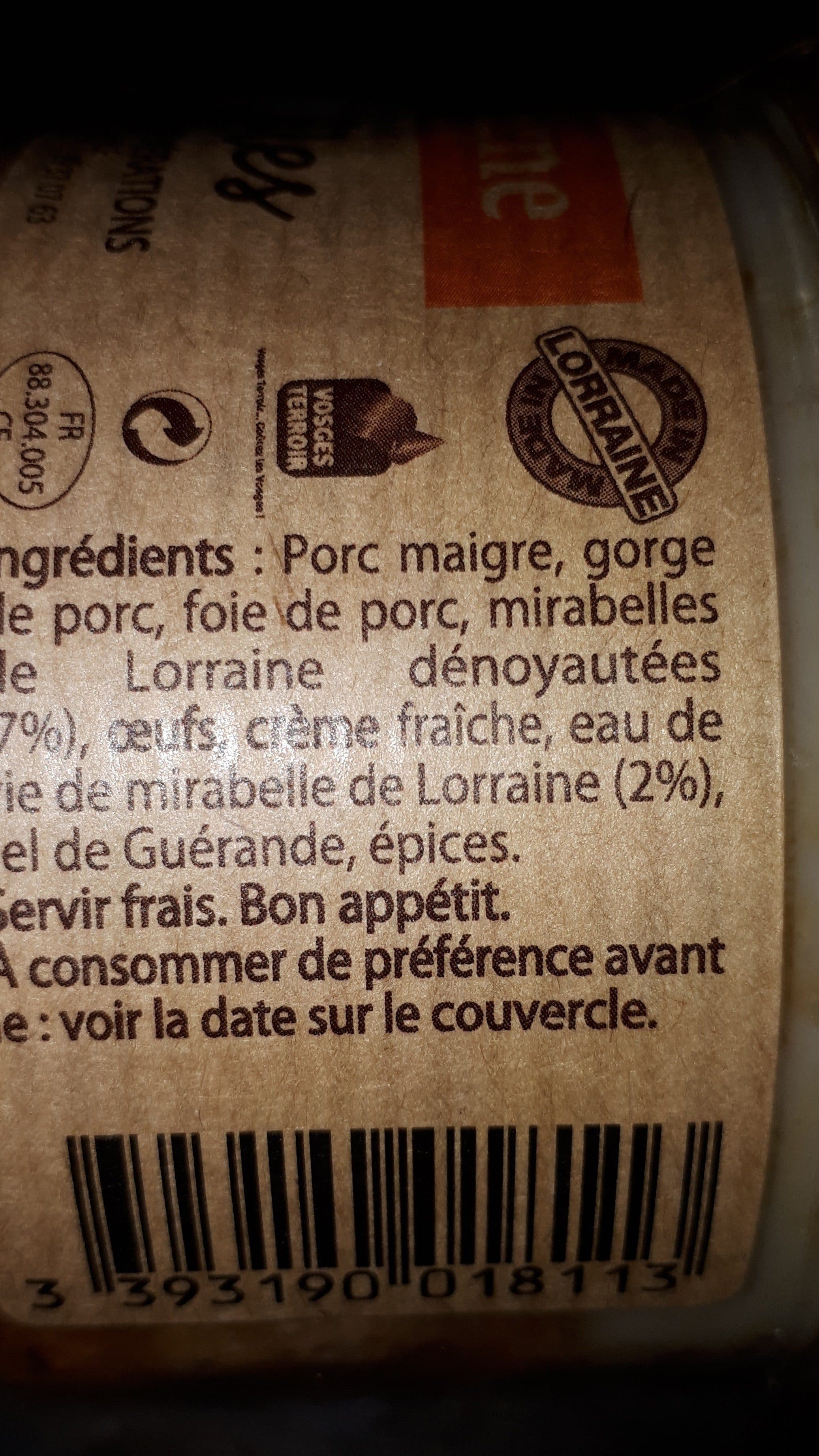 Maison Robert Terrine de campagne aux mirabelles packshot