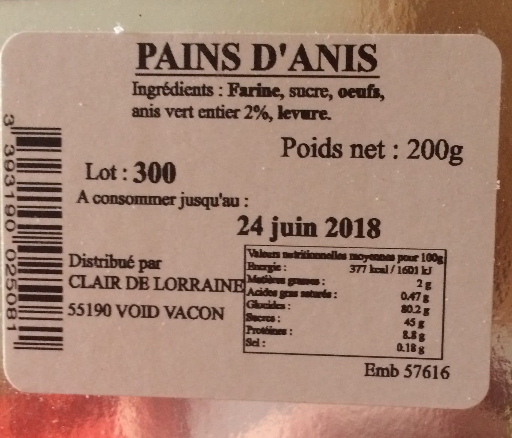 Clair De Lorraine Pains d’anis packshot